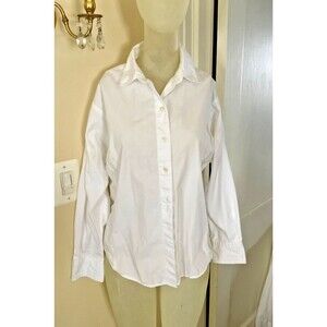 Free Assembly Women's Shirt Long Sleeve Size M Drop Shoulder Button-up White